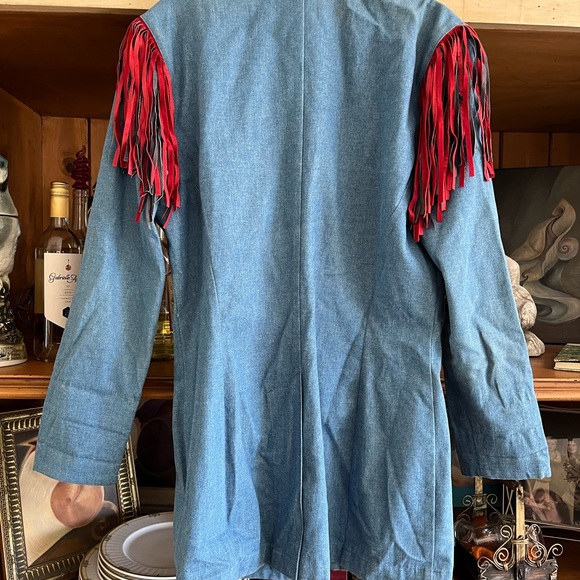 Vintage Double D Ranch military-style fringe and denim blazer - Picture 3 of 5